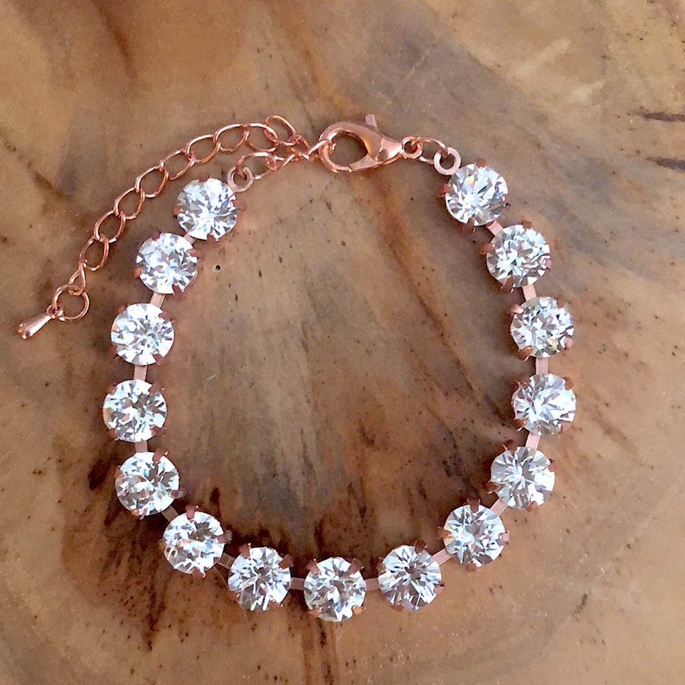 Rose Gold Crystal Tennis Bracelet